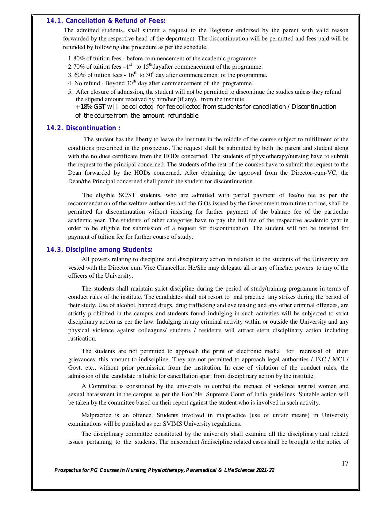 Sri Venkateswara University, Tirupati 2021-22 PG Degree Courses Prospectus - Page 17