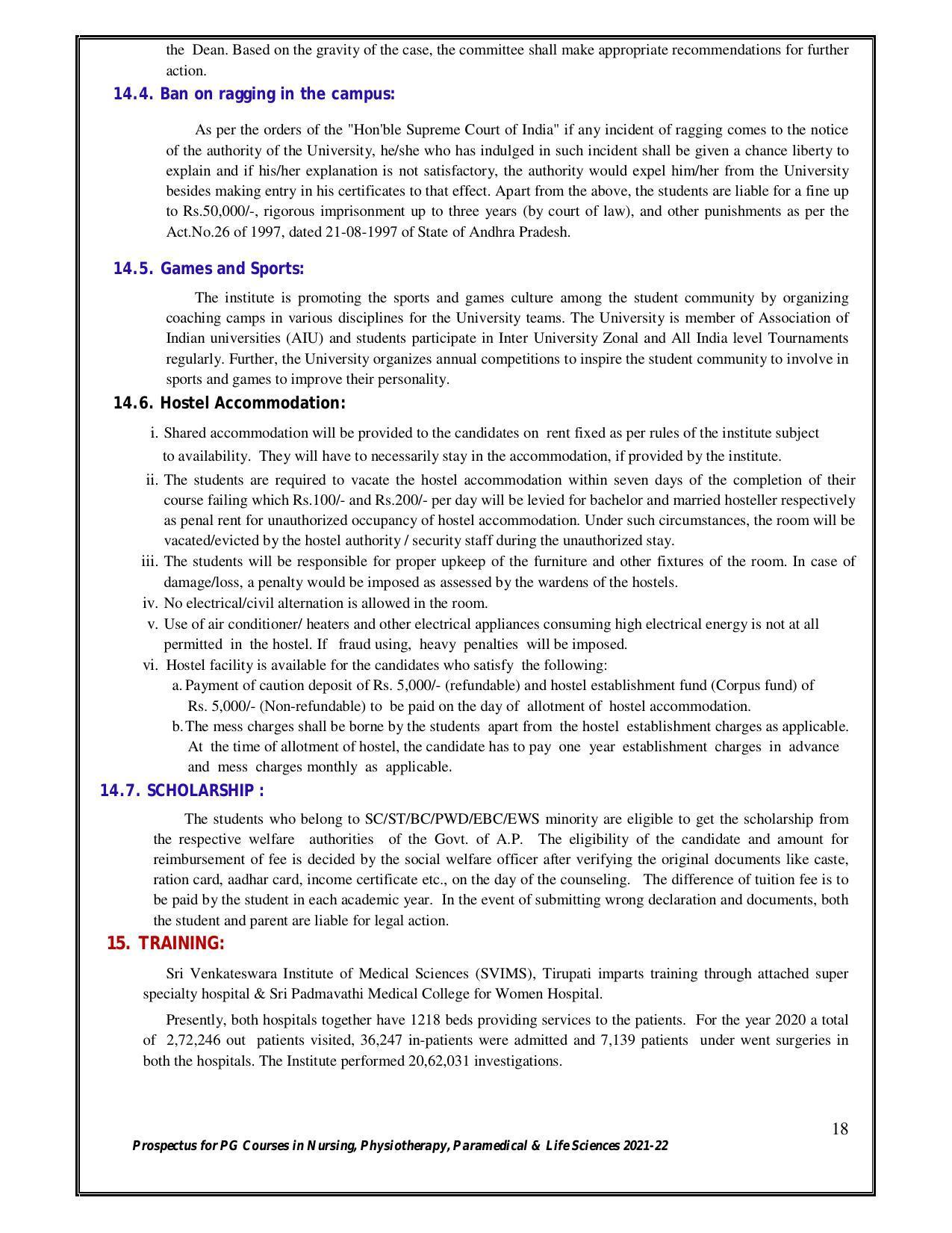 Sri Venkateswara University, Tirupati 2021-22 PG Degree Courses Prospectus - Page 18