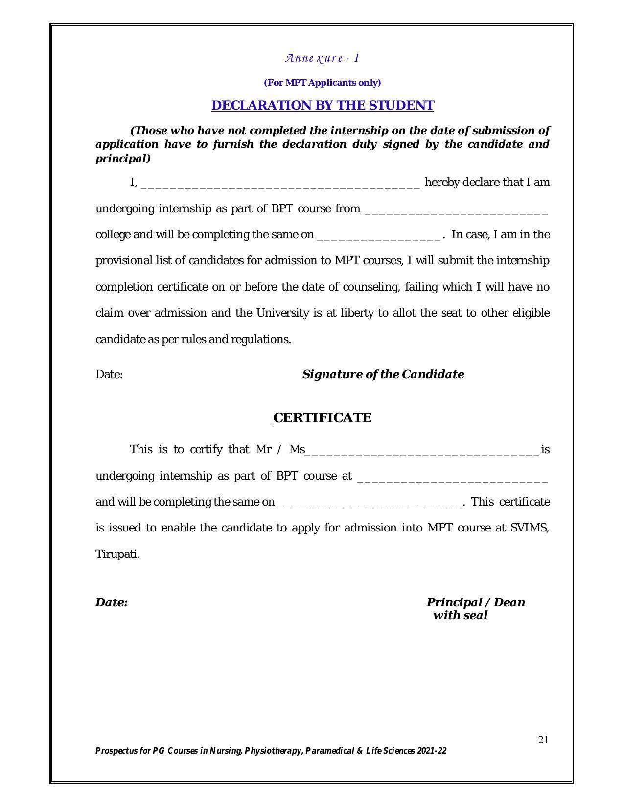 Sri Venkateswara University, Tirupati 2021-22 PG Degree Courses Prospectus - Page 21