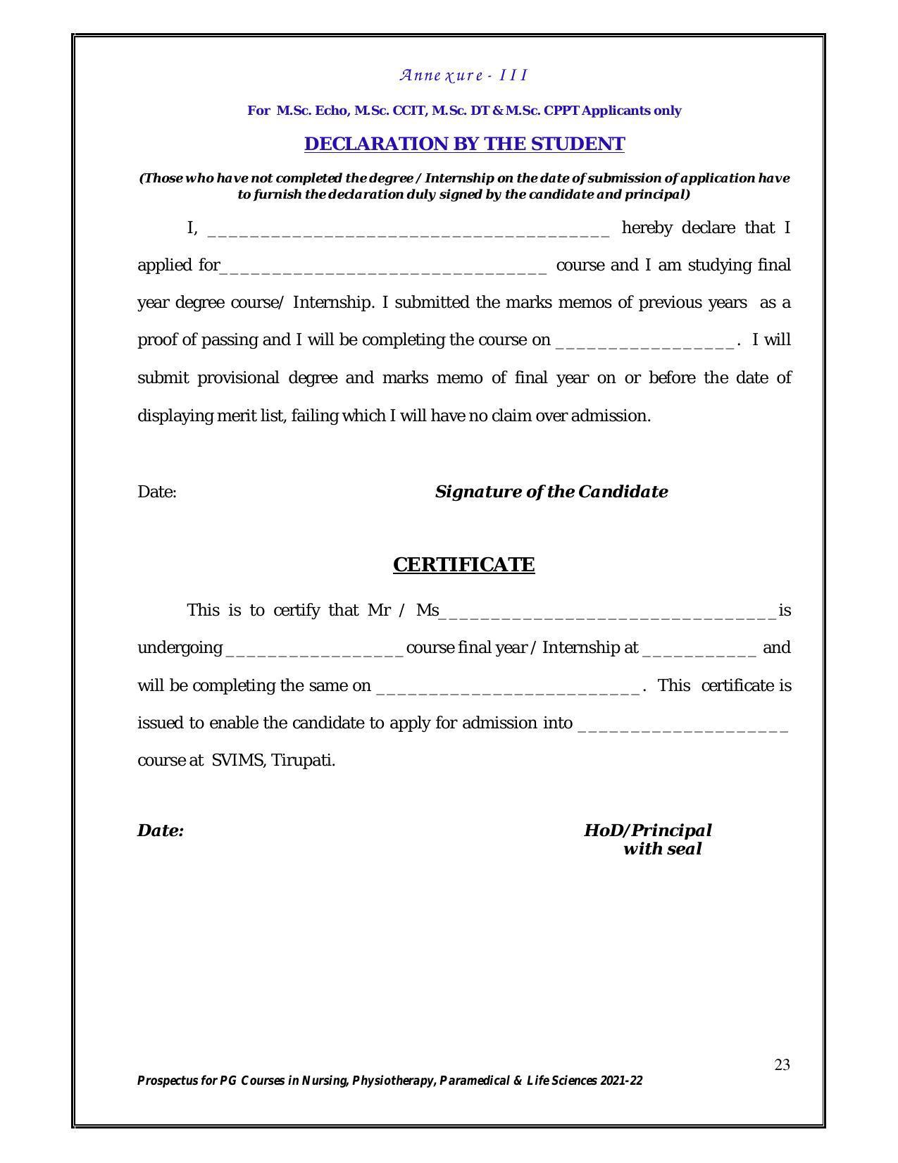 Sri Venkateswara University, Tirupati 2021-22 PG Degree Courses Prospectus - Page 23