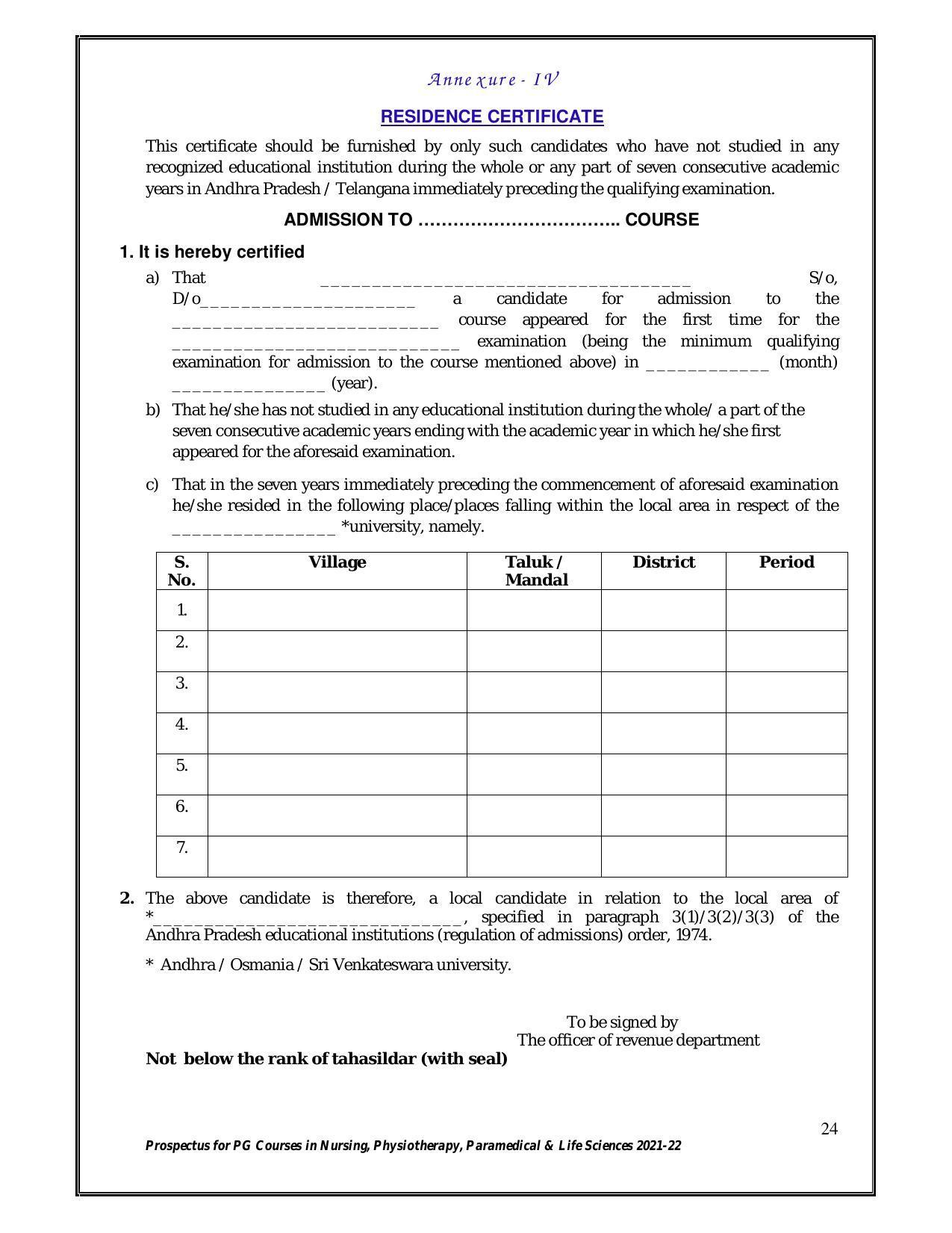 Sri Venkateswara University, Tirupati 2021-22 PG Degree Courses Prospectus - Page 24
