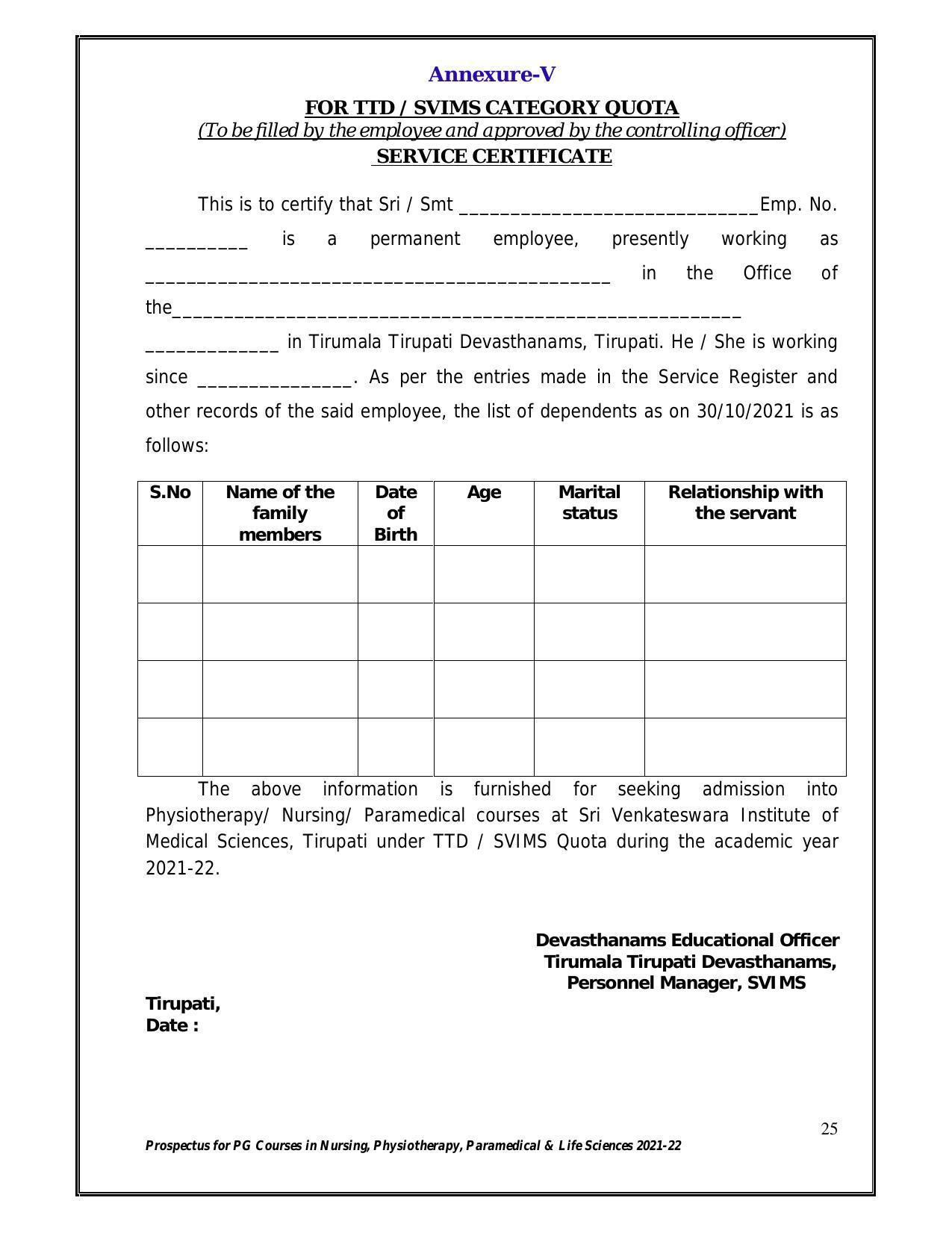Sri Venkateswara University, Tirupati 2021-22 PG Degree Courses Prospectus - Page 25