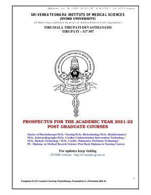 Sri Venkateswara University, Tirupati 2021-22 PG Degree Courses Prospectus