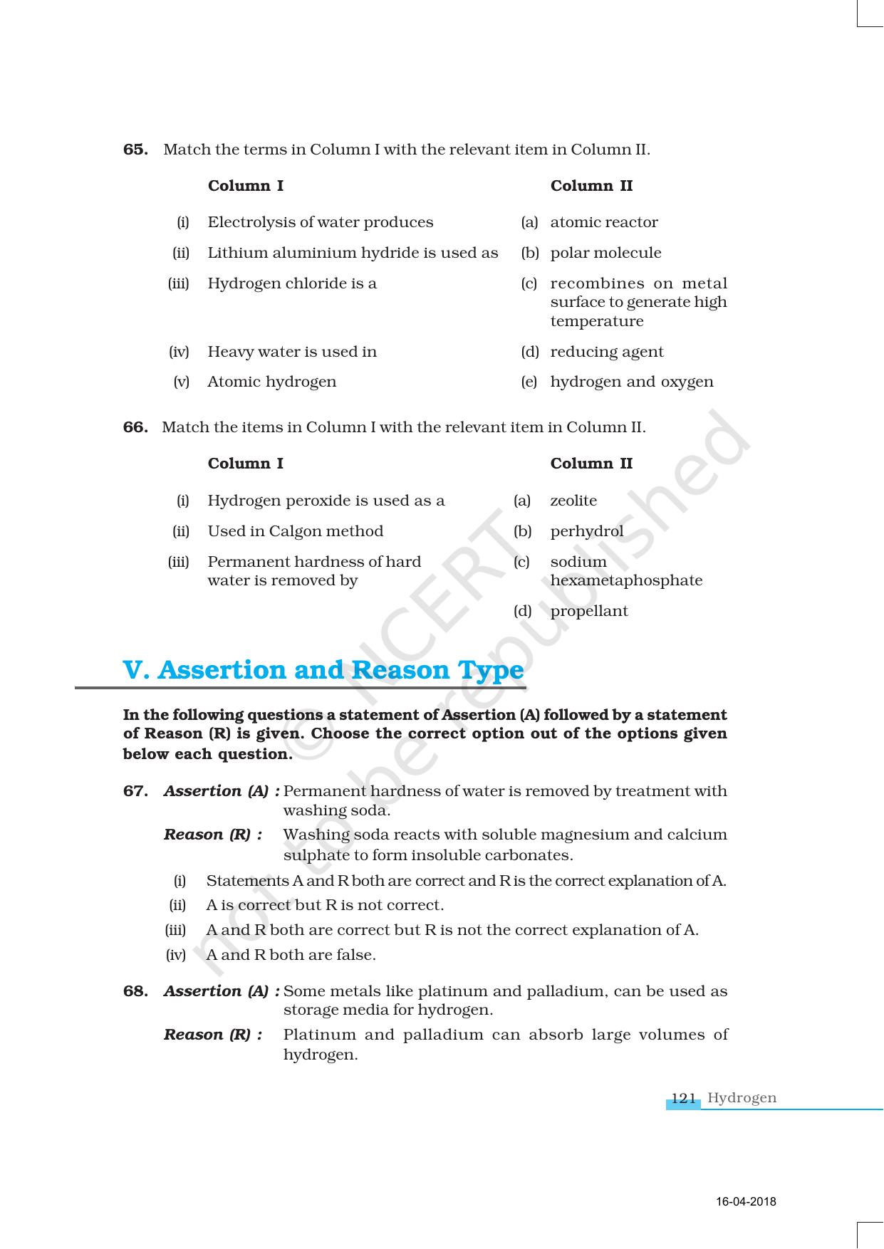 NCERT Exemplar Book for Class 11 Chemistry: Chapter 9 Hydrogen - Page 9