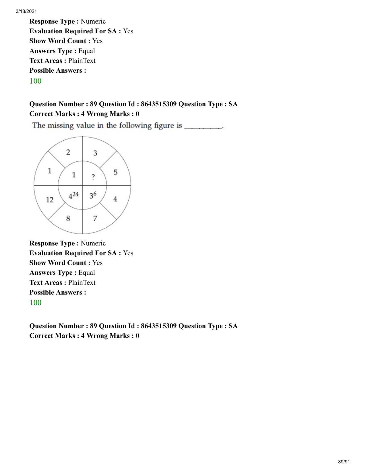 JEE Mains 2021: BTech EM (Shift 1) 18-03-2021 Question Paper - Page 89