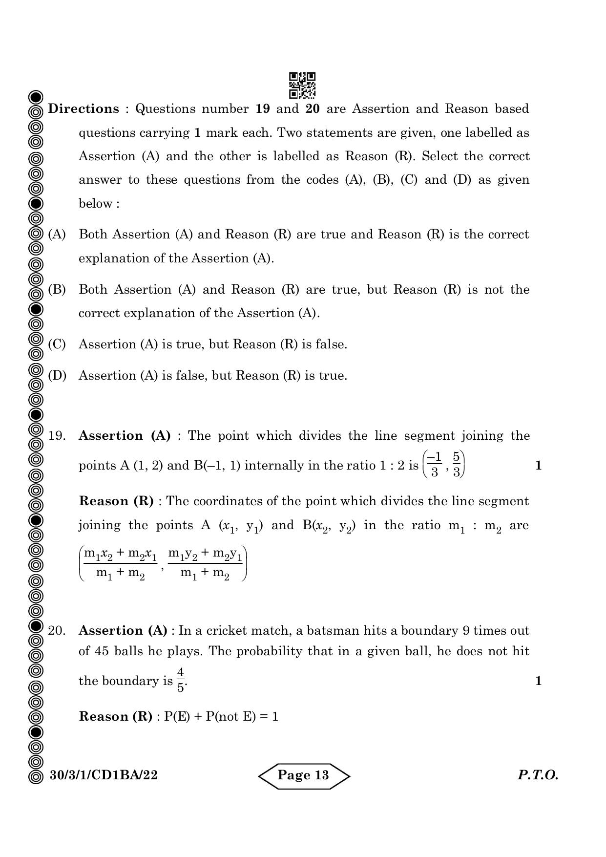 CBSE Class 10 30-3-1 Mathematics Standard 2024 Question Paper - Page 13