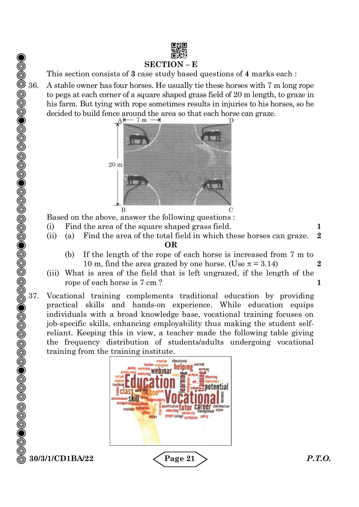 CBSE Class 10 30-3-1 Mathematics Standard 2024 Question Paper - Page 21