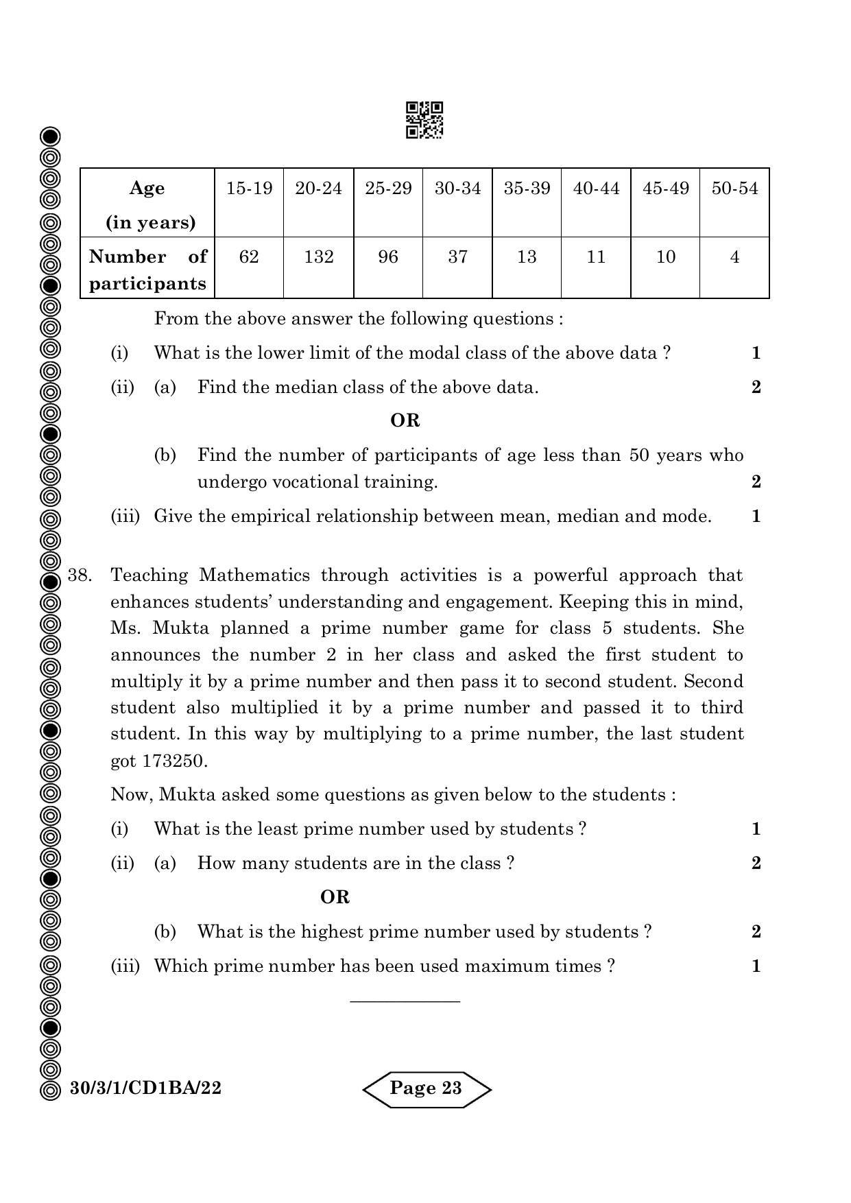 CBSE Class 10 30-3-1 Mathematics Standard 2024 Question Paper - Page 23