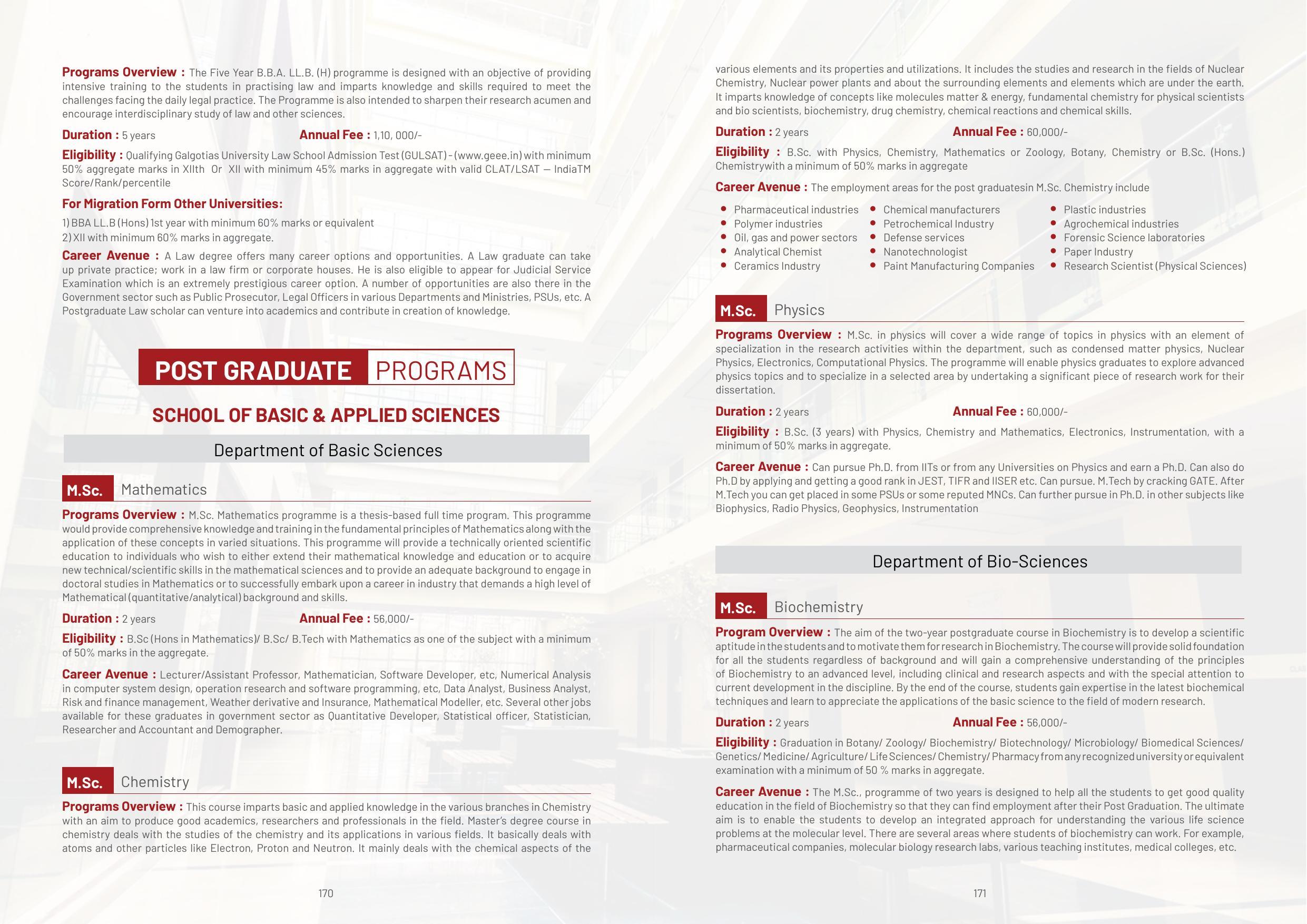 Galgotias University, Gautam Buddh Nagar Non-Engg. Prospectus 2021-22 - Page 107