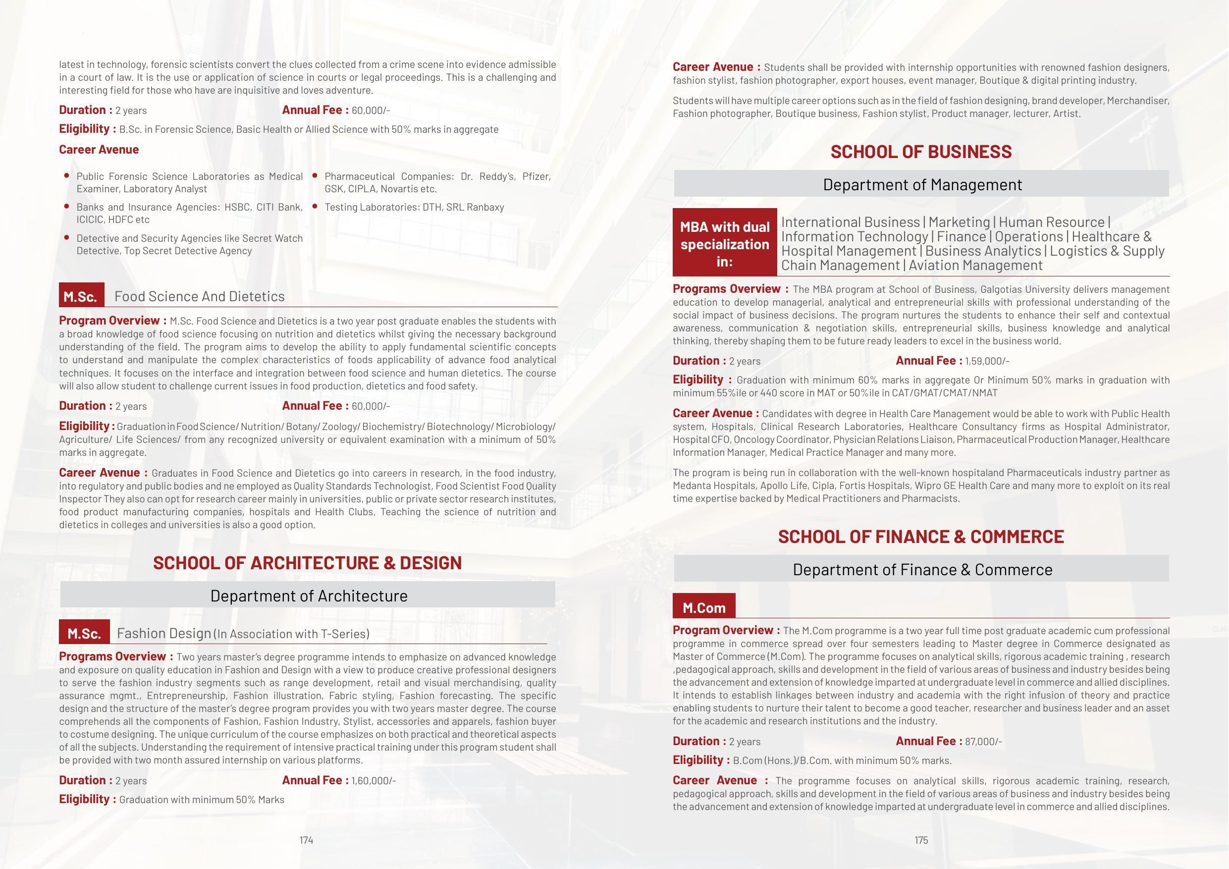 Galgotias University, Gautam Buddh Nagar Non-Engg. Prospectus 2021-22 - Page 109
