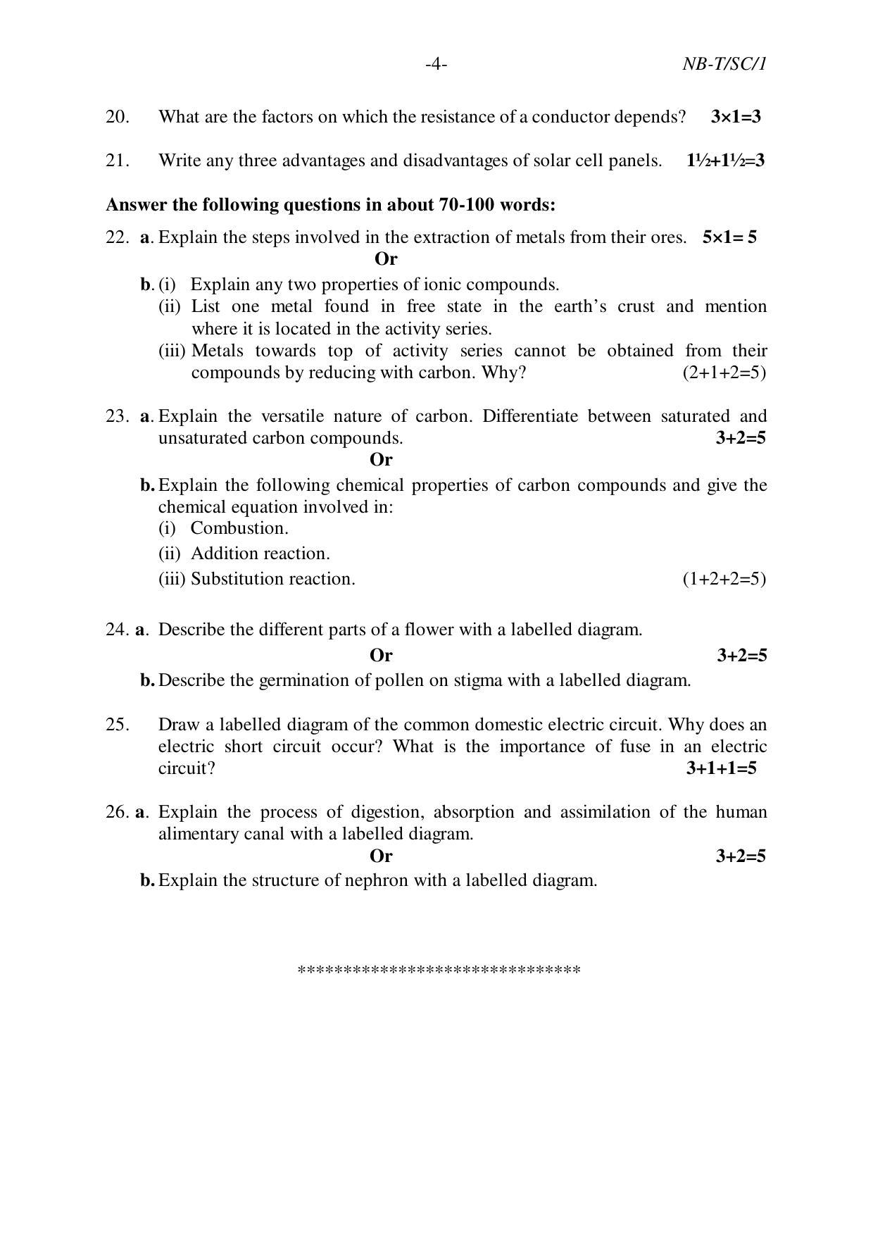 Nagaland Board Class 10 SCIENCE 2020 Question Paper - Page 4