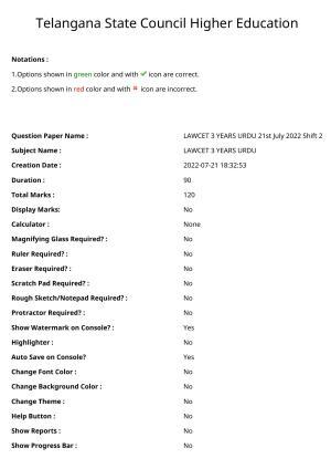 TS LAWCET 3 Year 2022 Urdu Question Paper with Answer Key