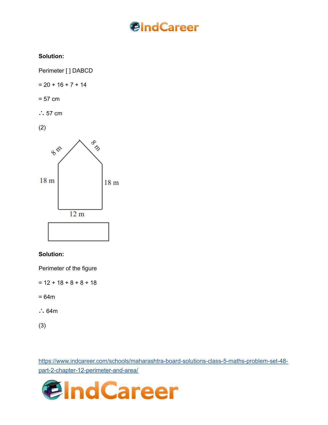 Maharashtra Board Solutions Class 5-Maths (Problem Set 48) - Part 2: Chapter 12- Perimeter and Area - Page 3