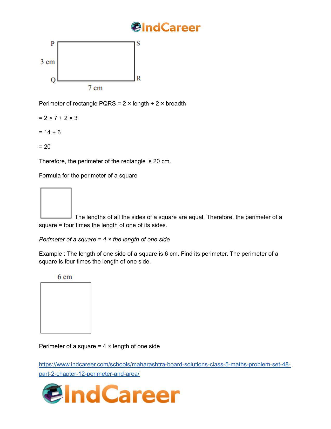 Maharashtra Board Solutions Class 5-Maths (Problem Set 48) - Part 2: Chapter 12- Perimeter and Area - Page 6