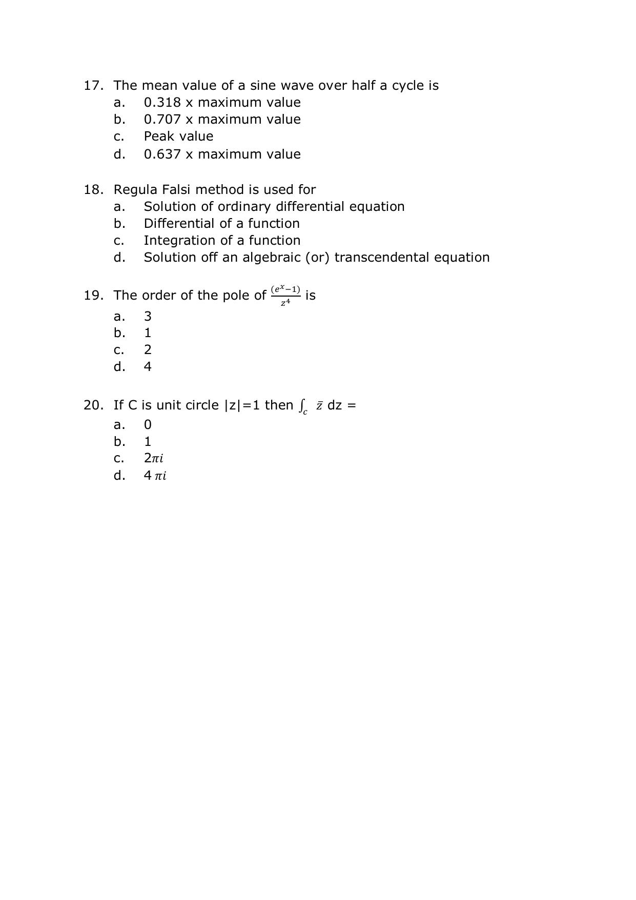 PG - Mathematics - IMU CET Model Question Papers - CET (Set-II) - Page 4