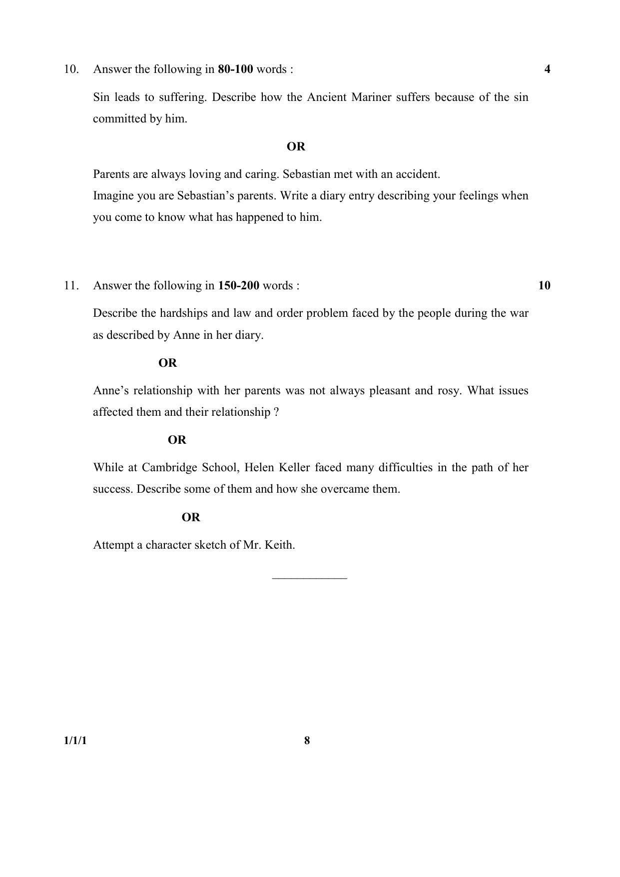 CBSE Class 10 1-1-1 (Eng.) 2017-comptt Question Paper - Page 8
