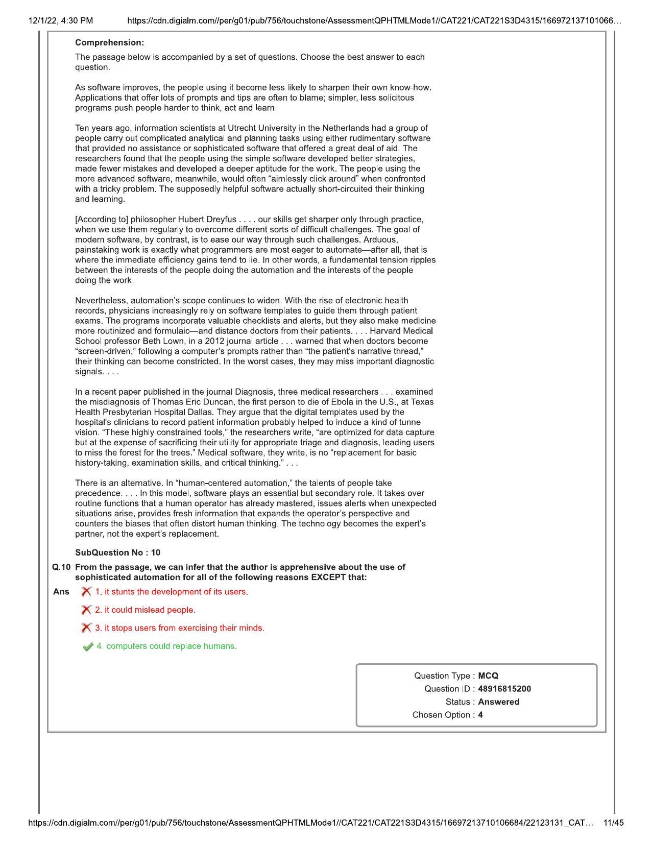 CAT 2022 CAT Slot 3 Question Paper - Page 11