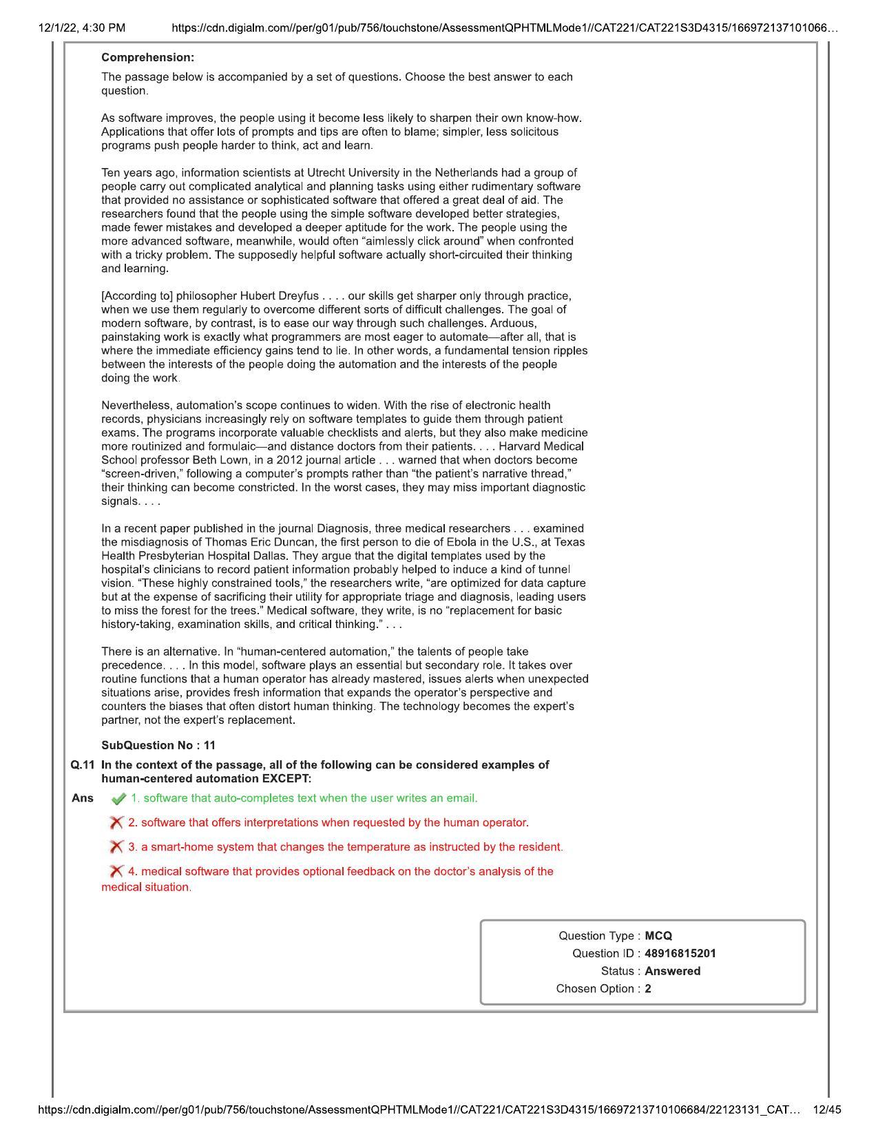 CAT 2022 CAT Slot 3 Question Paper - Page 12