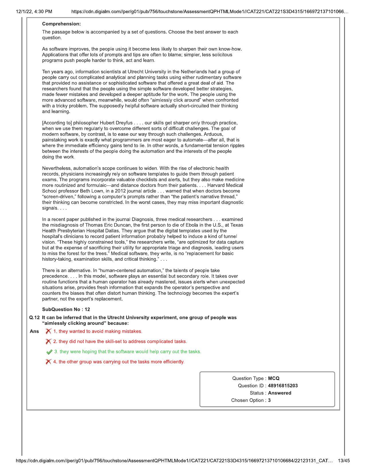 CAT 2022 CAT Slot 3 Question Paper - Page 13