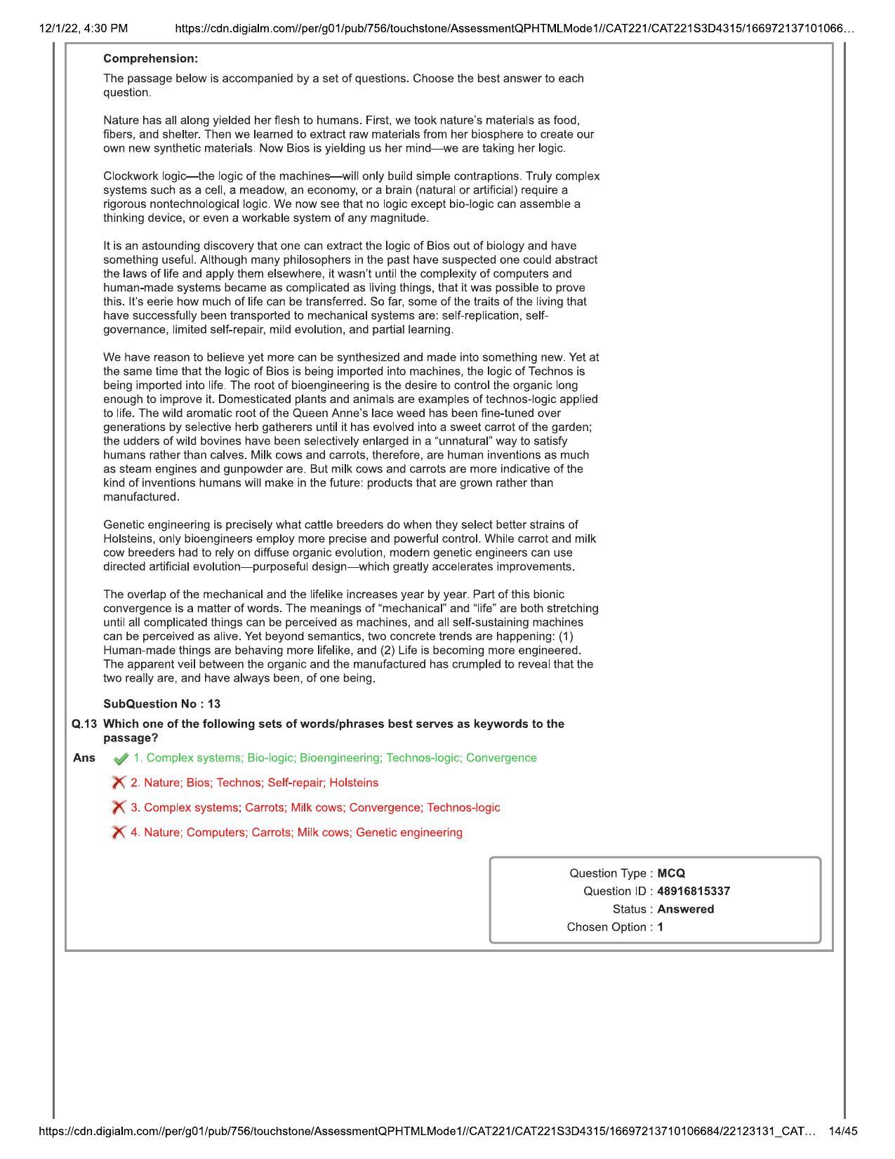 CAT 2022 CAT Slot 3 Question Paper - Page 14