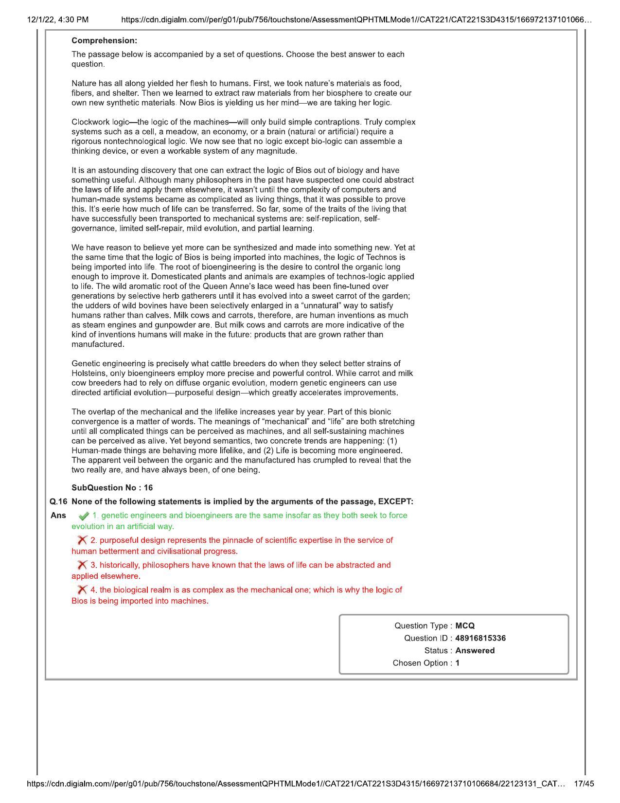 CAT 2022 CAT Slot 3 Question Paper - Page 17