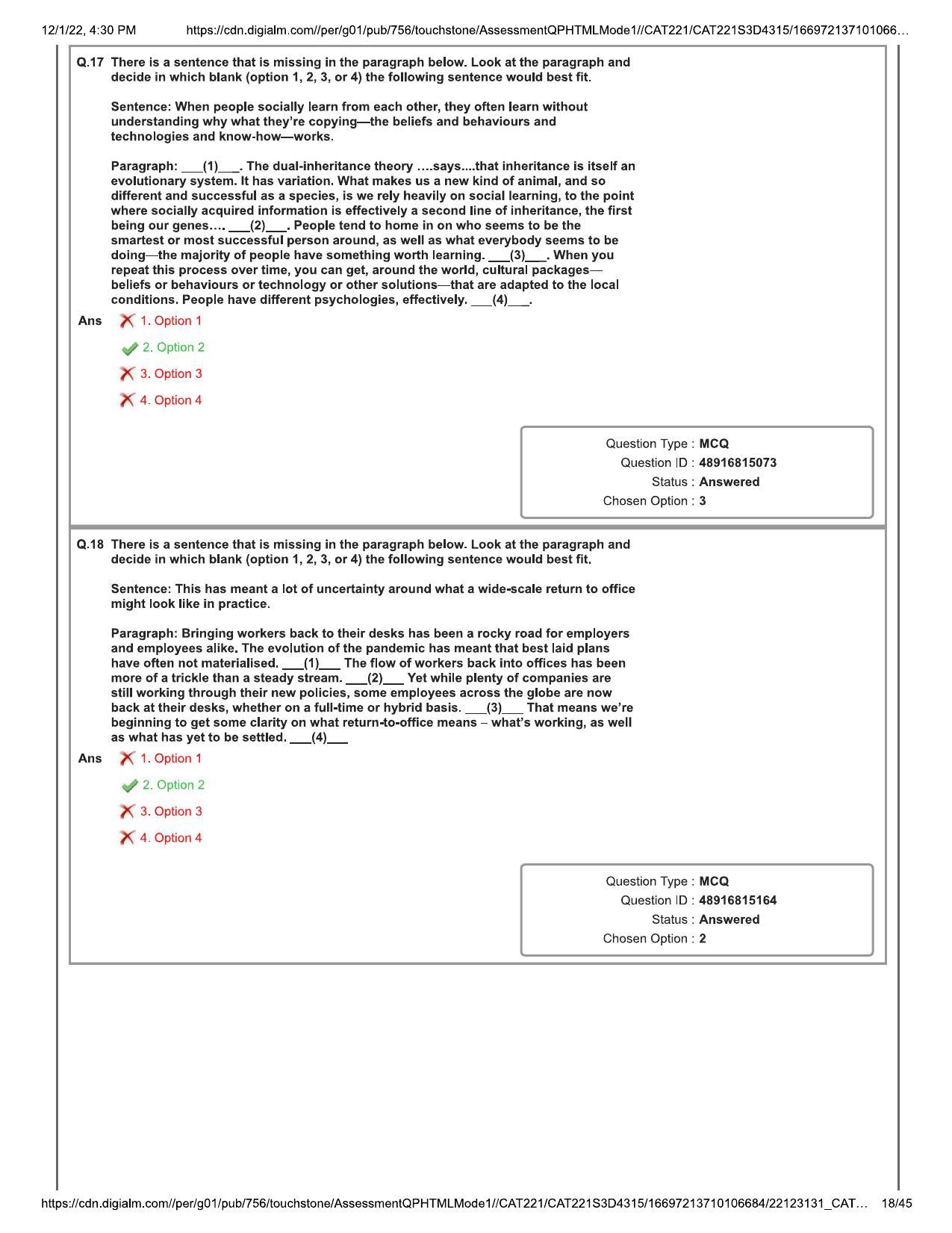 CAT 2022 CAT Slot 3 Question Paper - Page 18