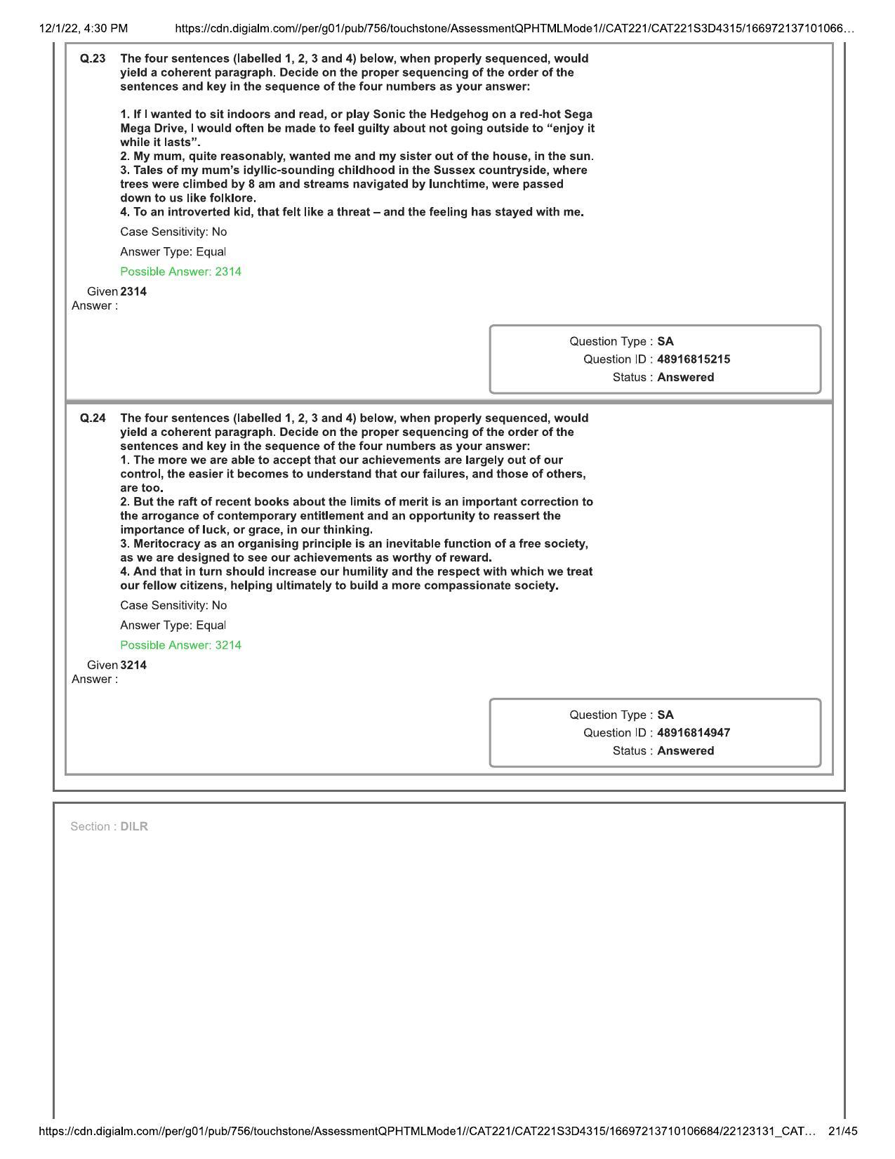 CAT 2022 CAT Slot 3 Question Paper - Page 21
