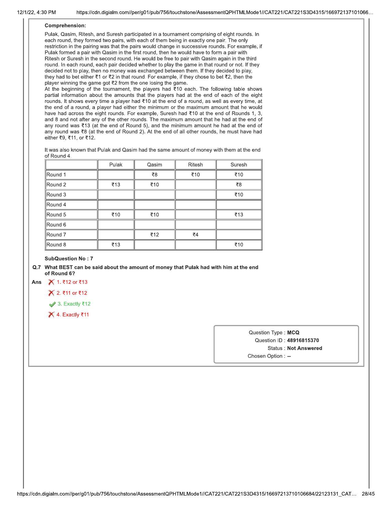 CAT 2022 CAT Slot 3 Question Paper - Page 28