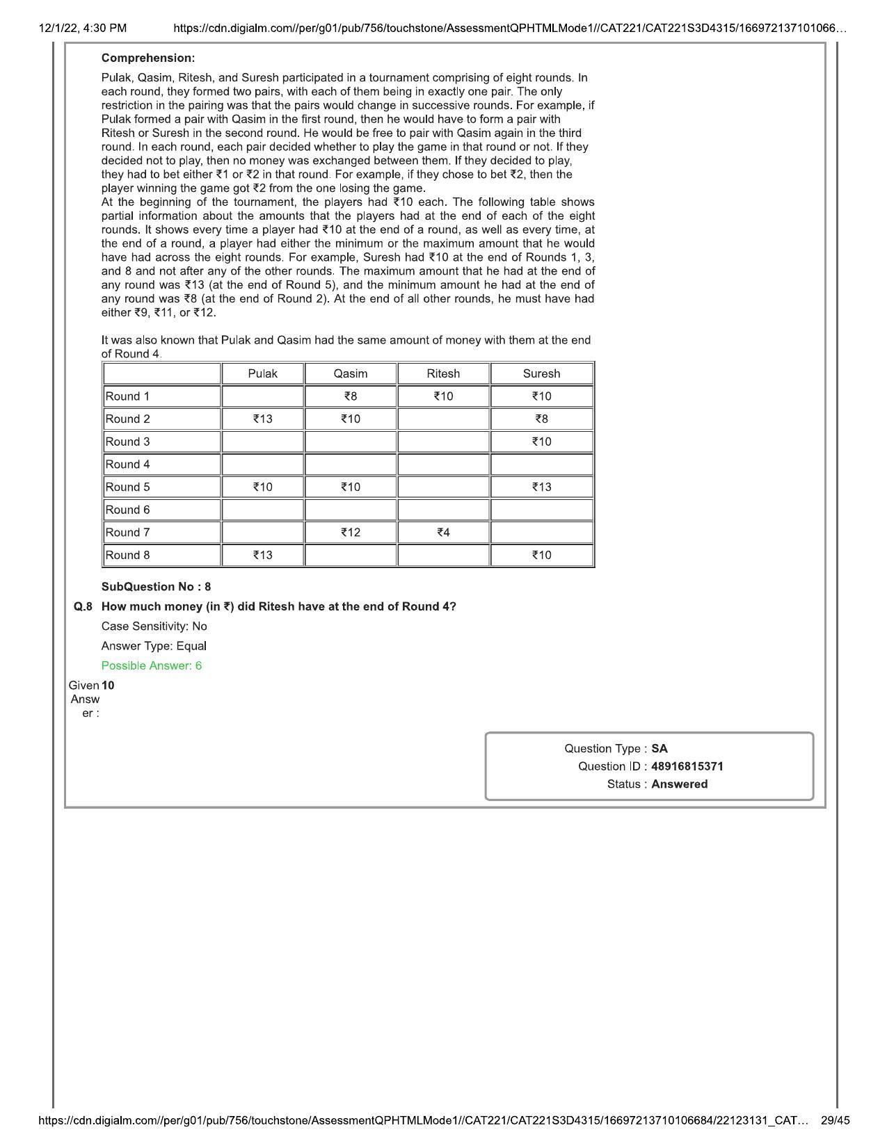 CAT 2022 CAT Slot 3 Question Paper - Page 29