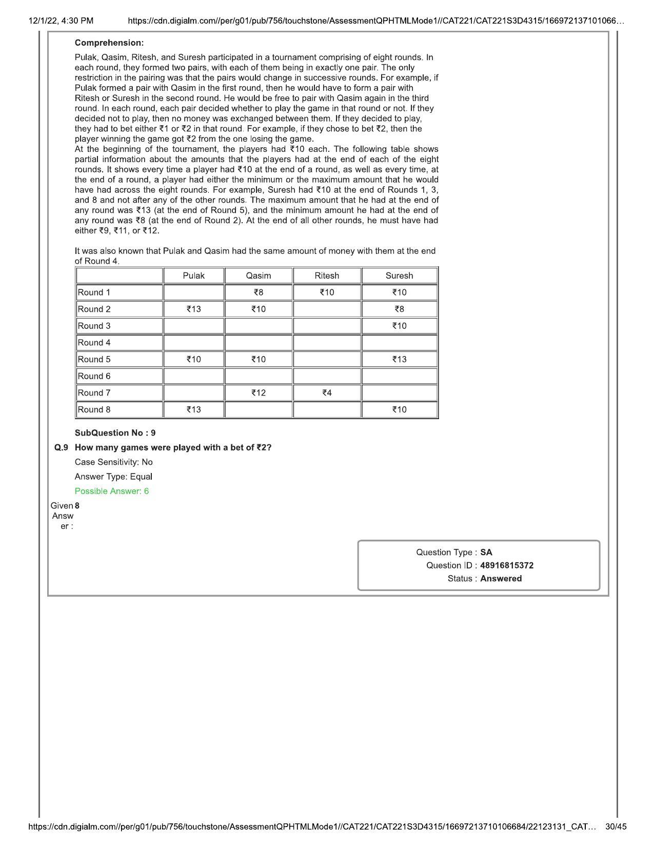 CAT 2022 CAT Slot 3 Question Paper - Page 30