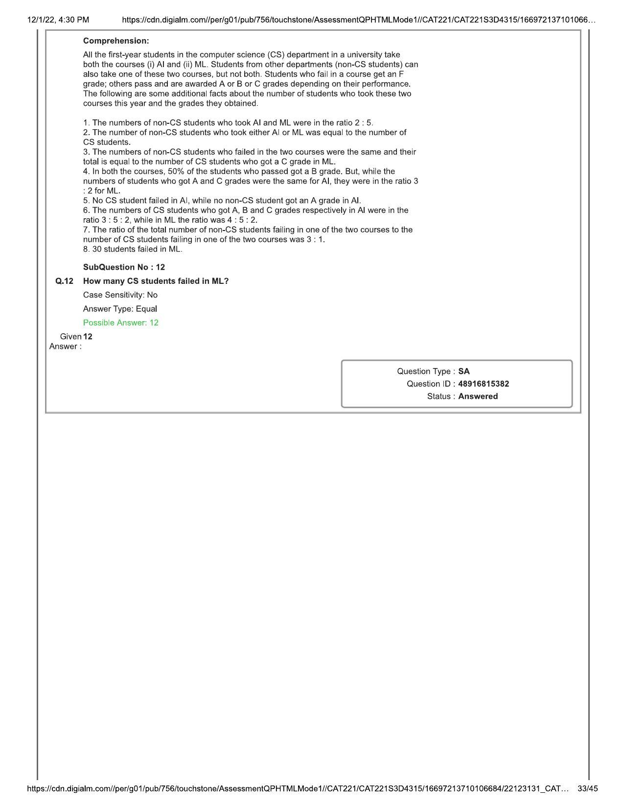 CAT 2022 CAT Slot 3 Question Paper - Page 33