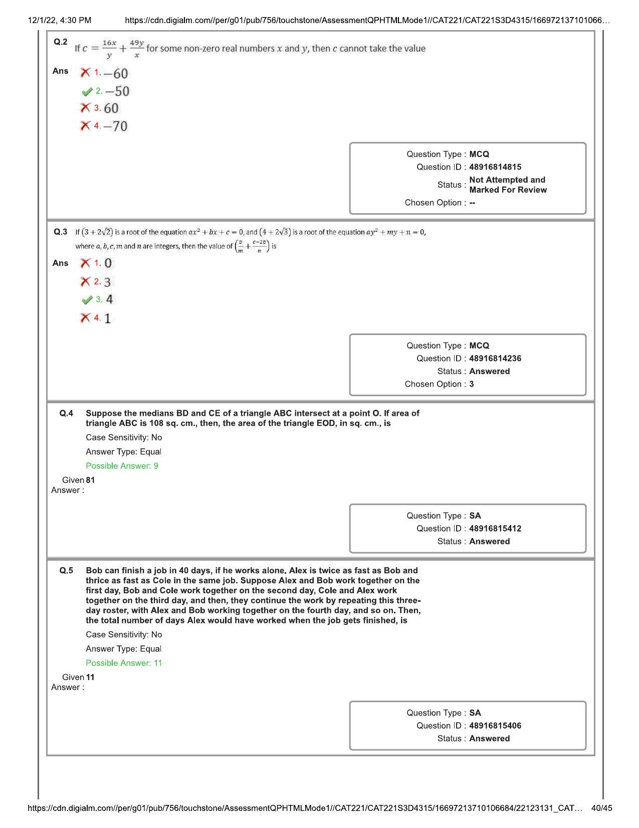 CAT 2022 CAT Slot 3 Question Paper - Page 40