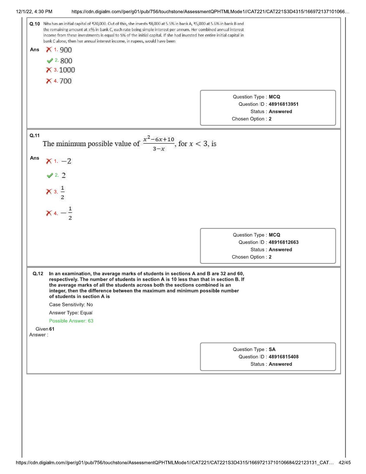 CAT 2022 CAT Slot 3 Question Paper - Page 42