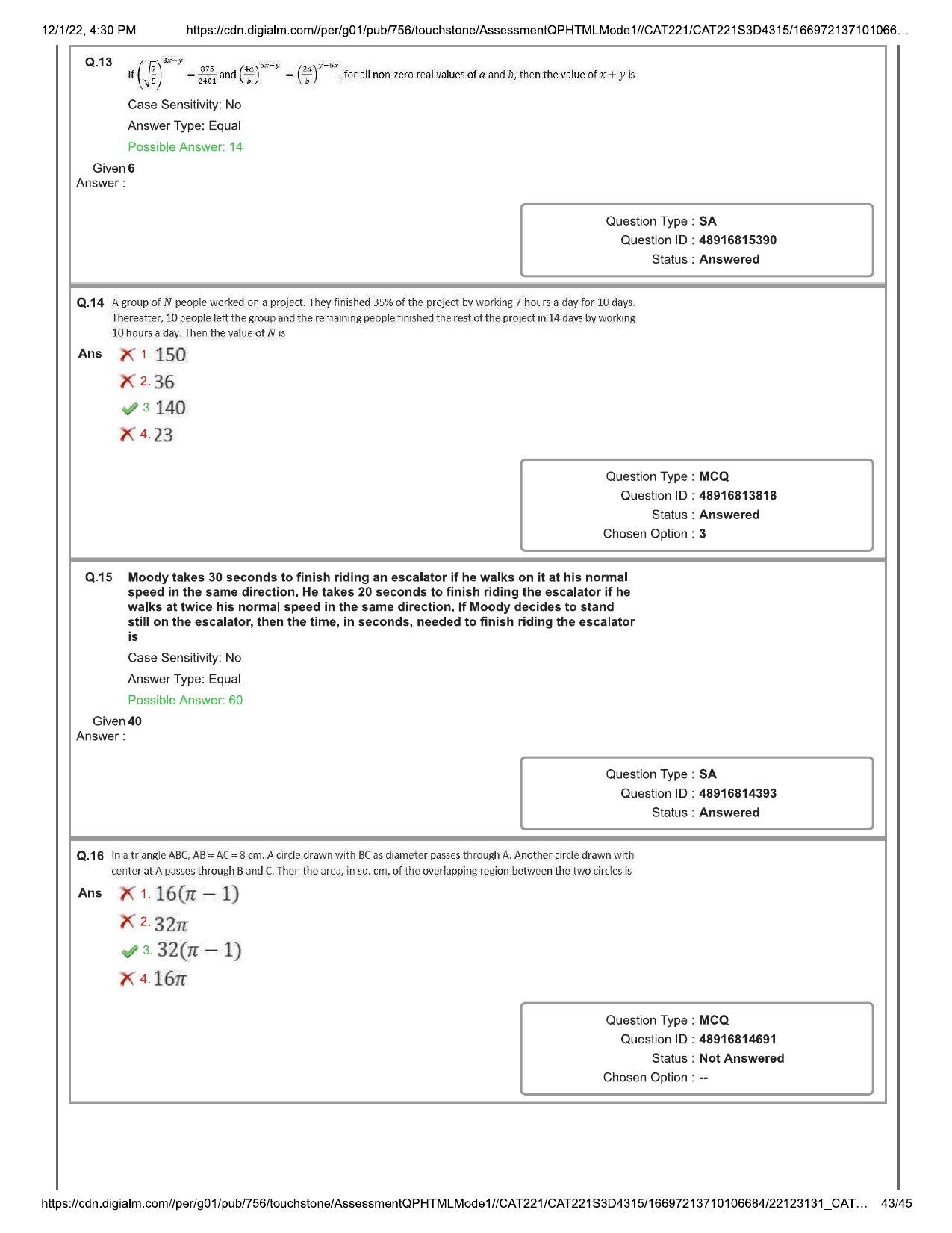 CAT 2022 CAT Slot 3 Question Paper - Page 43