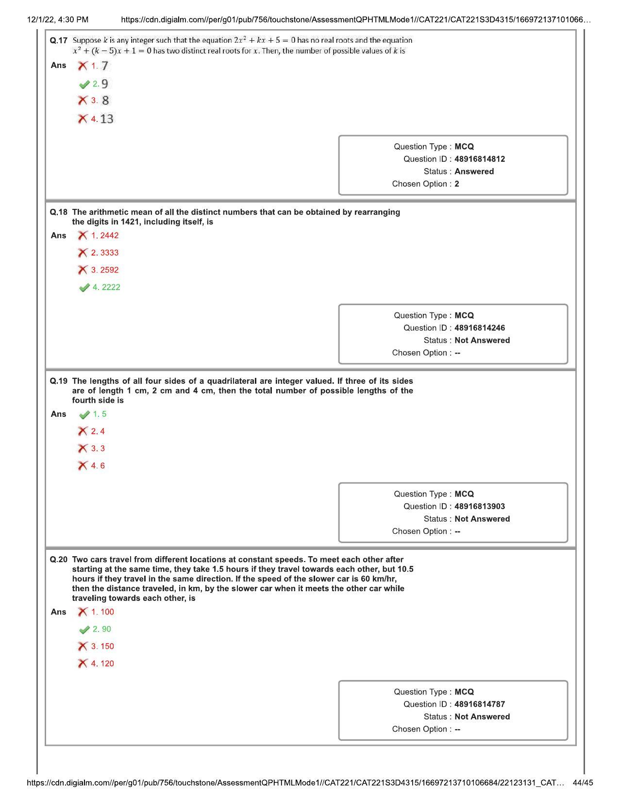 CAT 2022 CAT Slot 3 Question Paper - Page 44