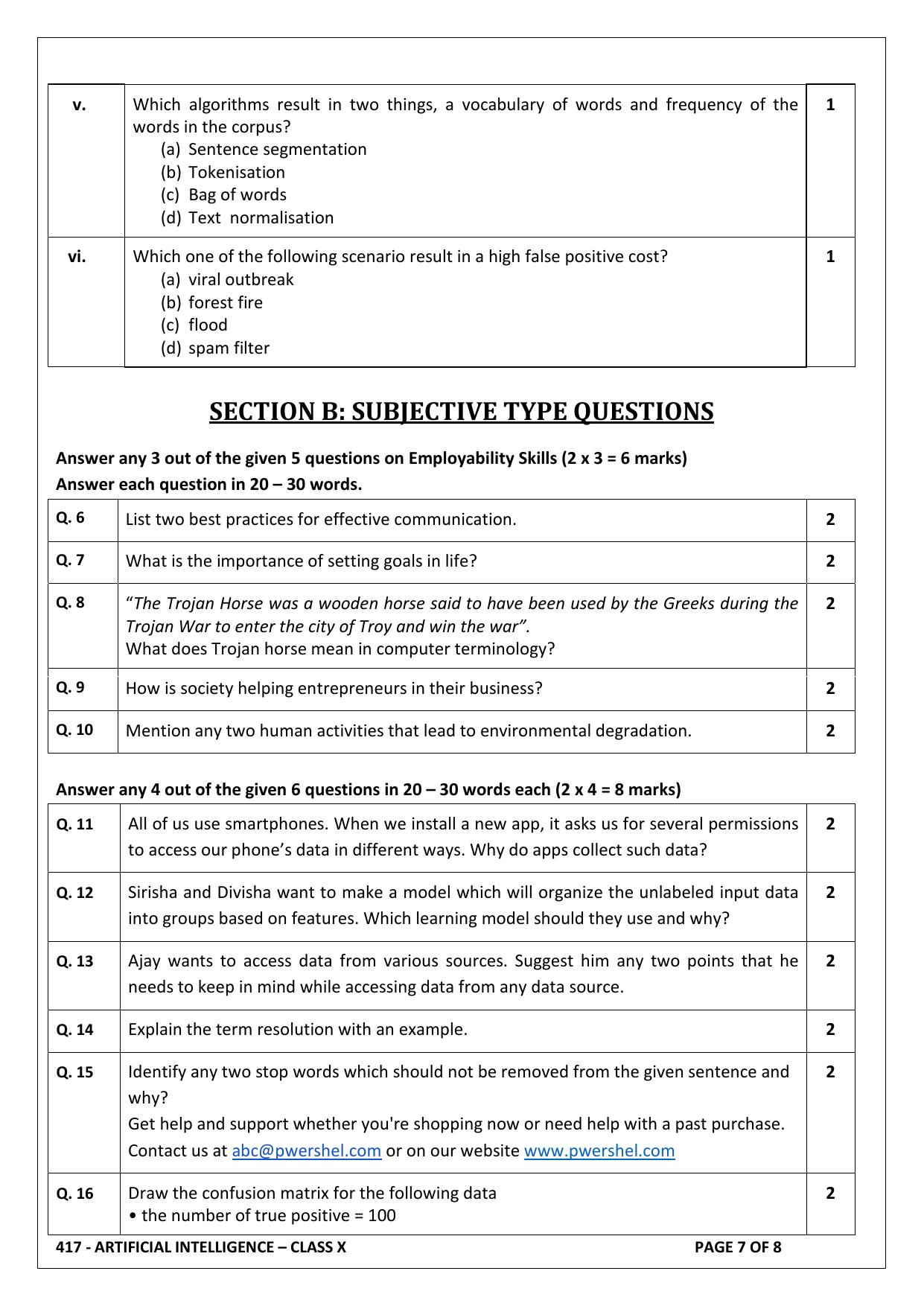 CBSE Class 10 (Skill Education) Artificial Intelligence 2024 Sample Paper - Page 7