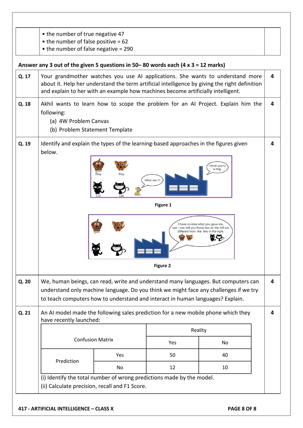 CBSE Class 10 (Skill Education) Artificial Intelligence 2024 Sample Paper - Page 8
