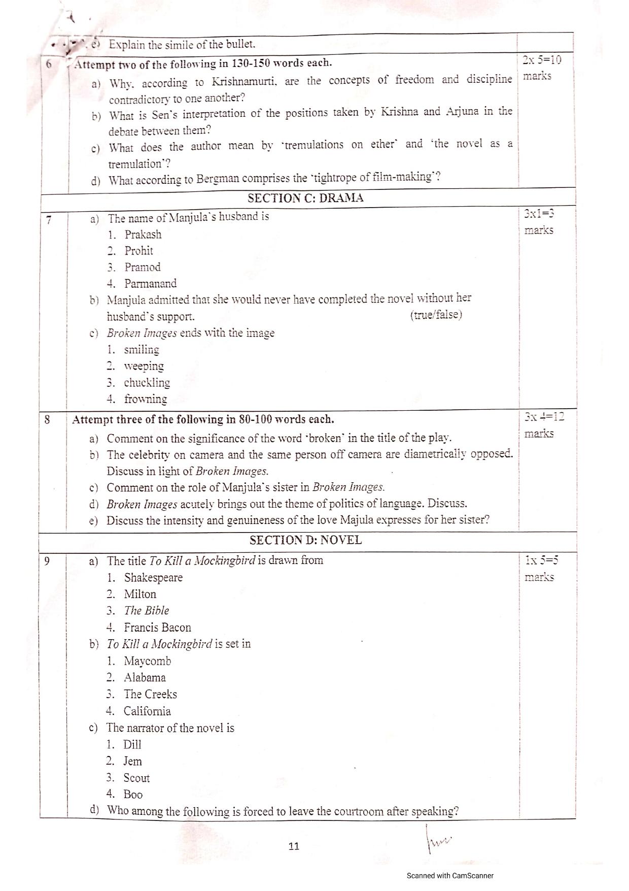 JKBOSE Class 12 English Literature Model Question Paper - Page 4