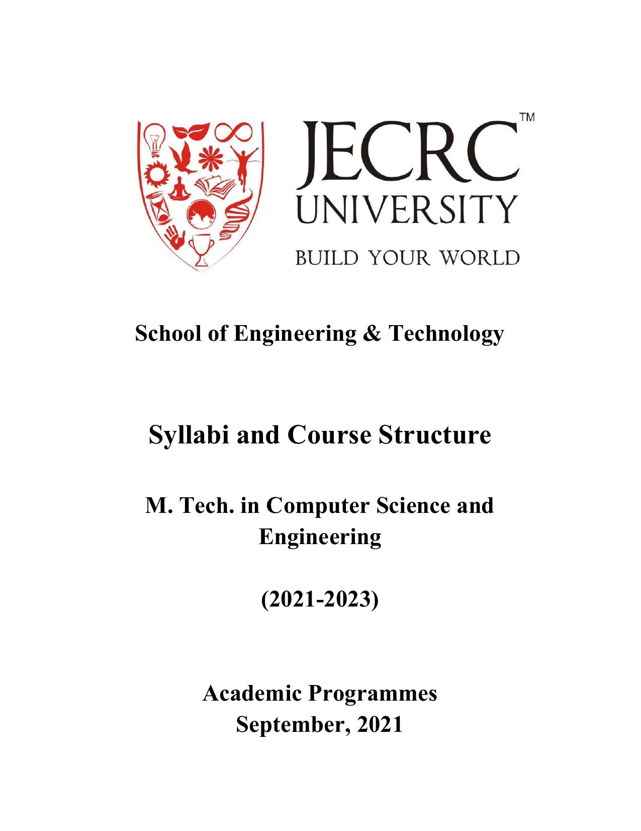 JECRC Jaipur M Tech - Computer Science and Engineering Syllabus - Page 1