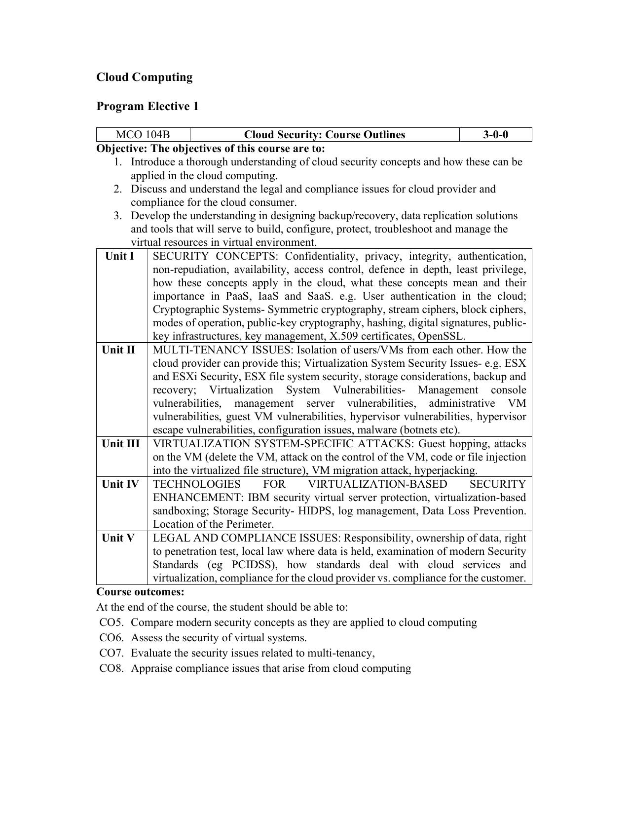 JECRC Jaipur M Tech - Computer Science and Engineering Syllabus - Page 68