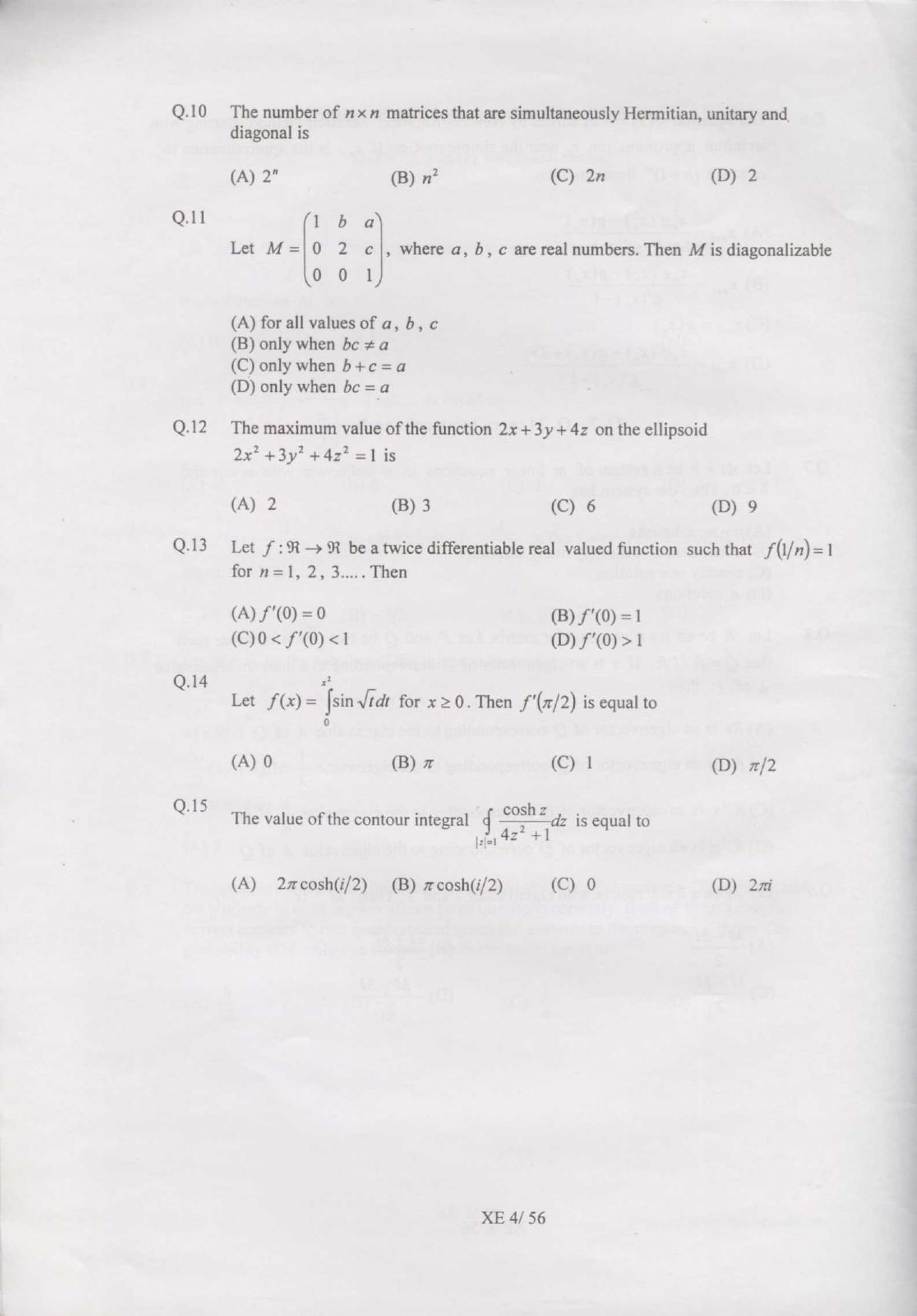 GATE 2007 Engineering Sciences (XE) Question Paper with Answer Key - Page 4