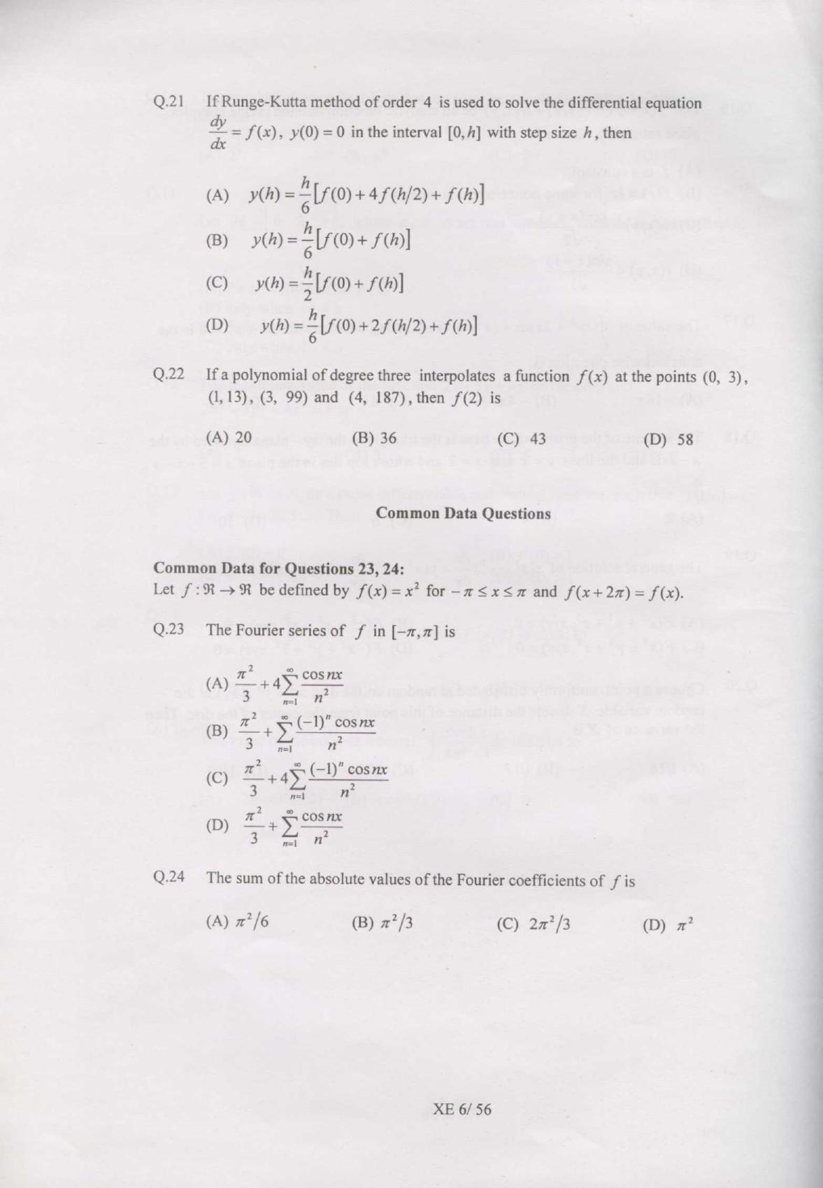 GATE 2007 Engineering Sciences (XE) Question Paper with Answer Key - Page 6