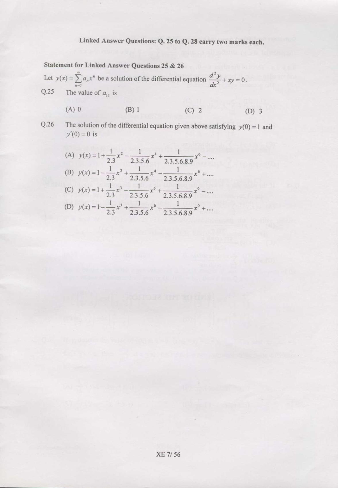 GATE 2007 Engineering Sciences (XE) Question Paper with Answer Key - Page 7