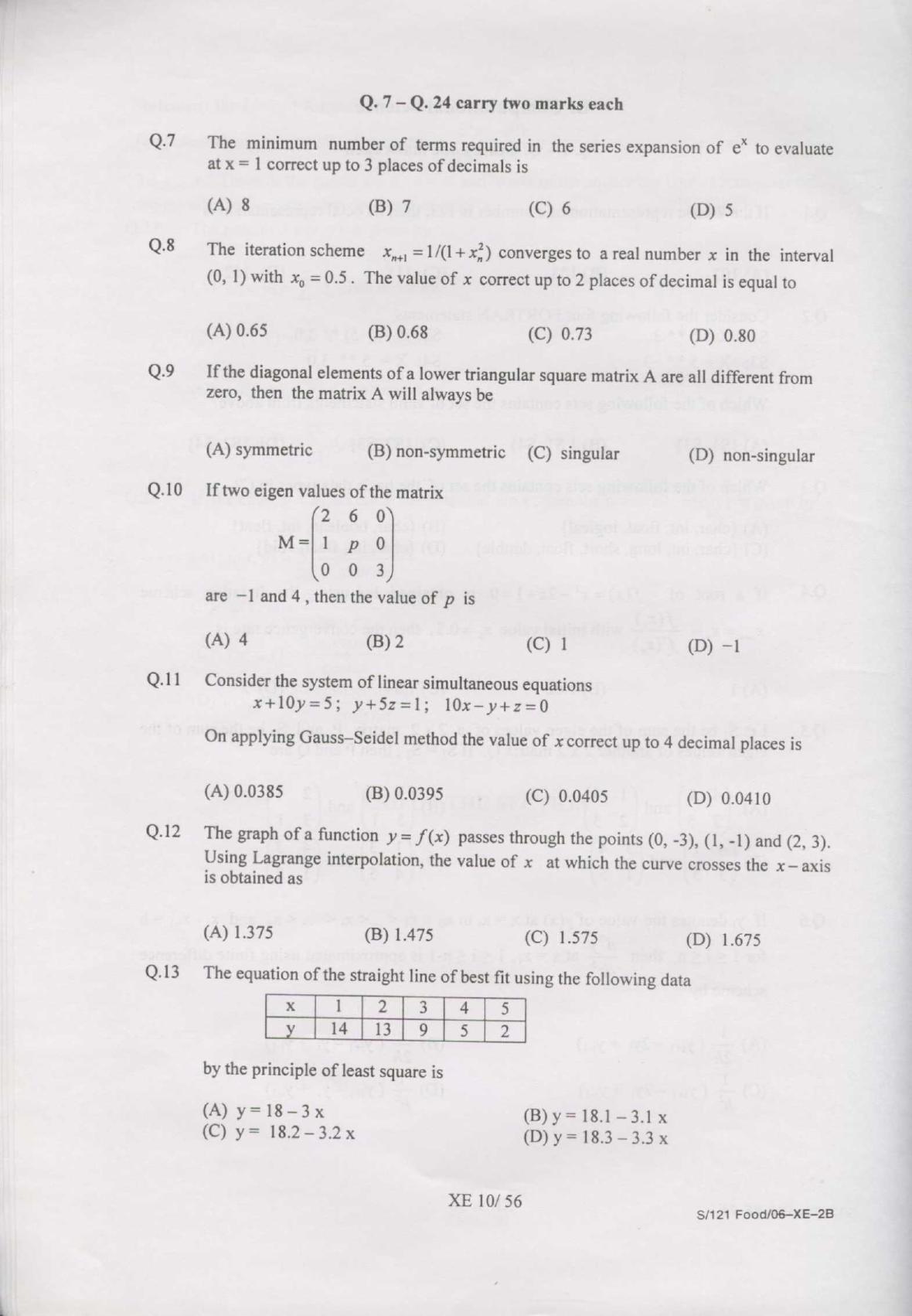 GATE 2007 Engineering Sciences (XE) Question Paper with Answer Key - Page 10