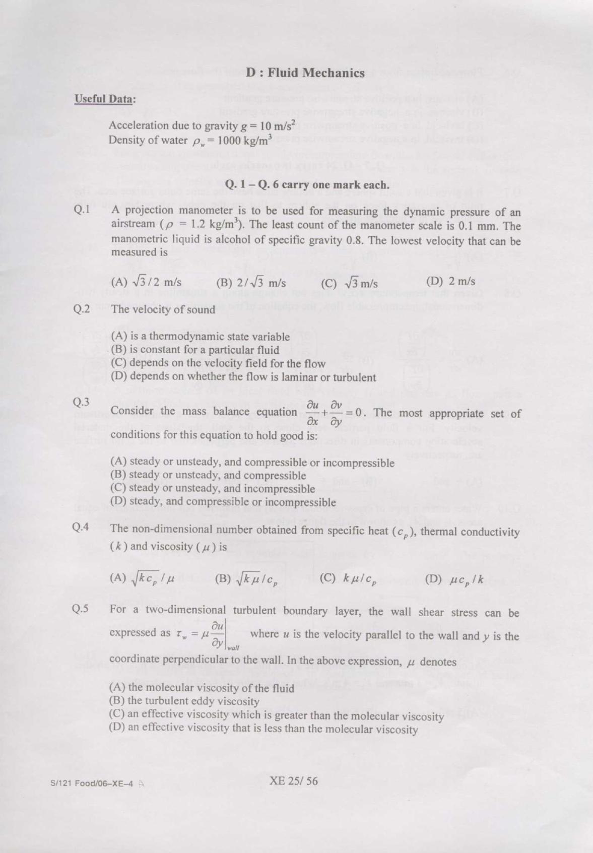 GATE 2007 Engineering Sciences (XE) Question Paper with Answer Key - Page 25