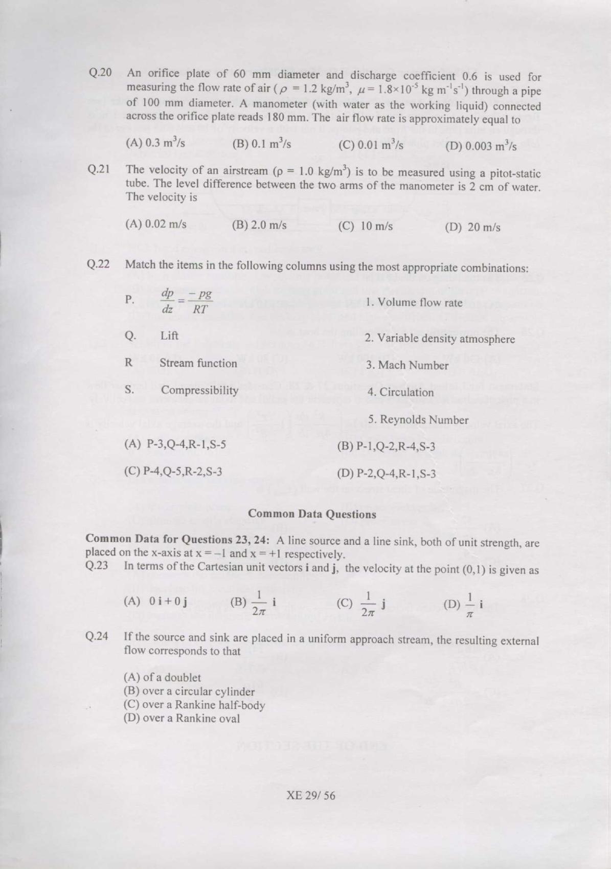 GATE 2007 Engineering Sciences (XE) Question Paper with Answer Key - Page 29