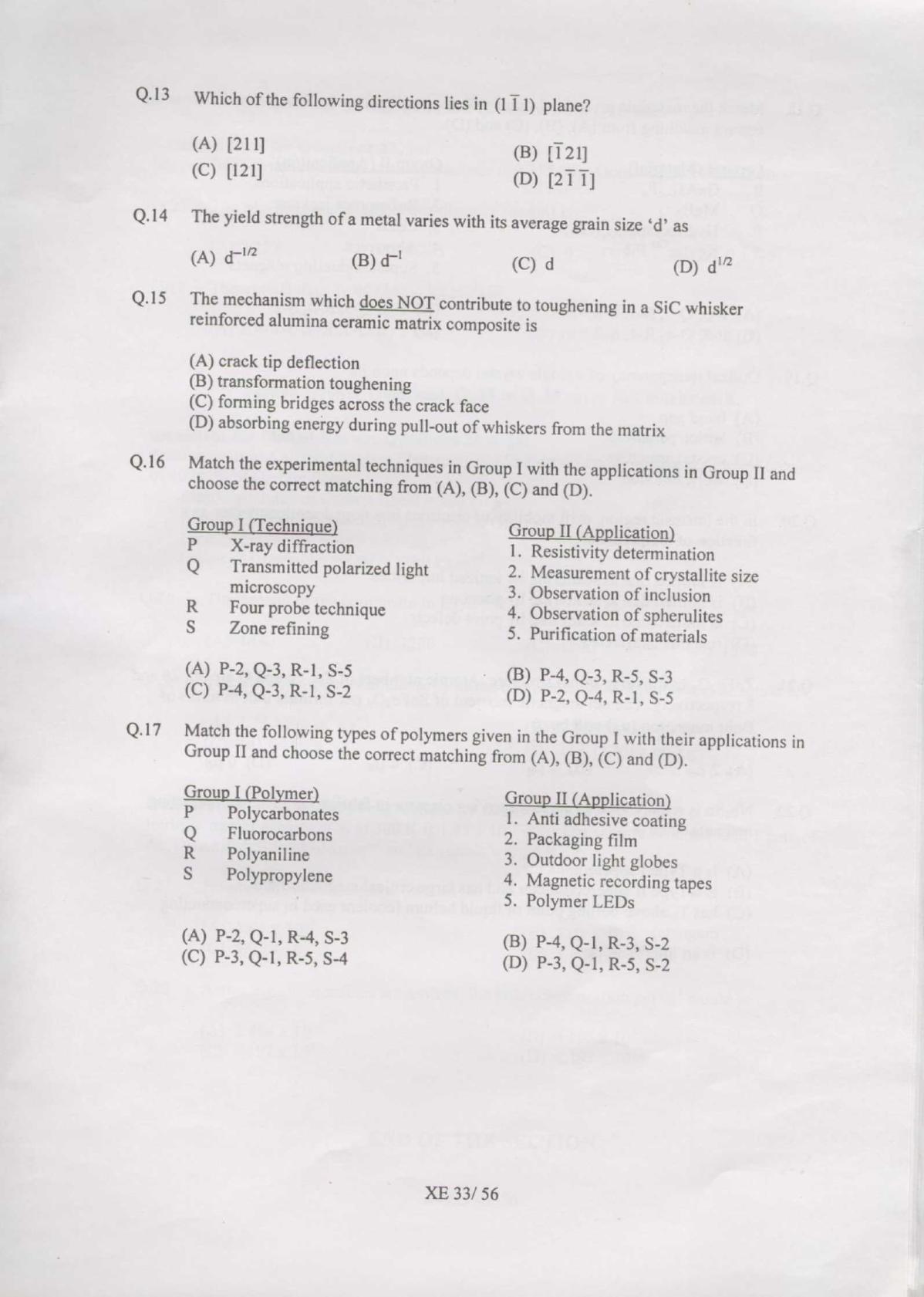 GATE 2007 Engineering Sciences (XE) Question Paper with Answer Key - Page 33