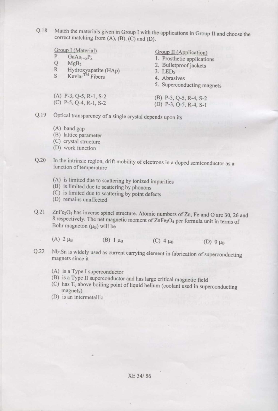 GATE 2007 Engineering Sciences (XE) Question Paper with Answer Key - Page 34