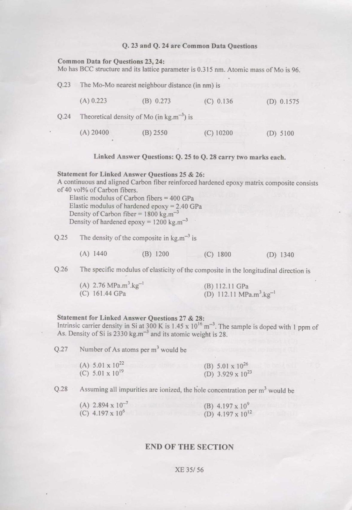 GATE 2007 Engineering Sciences (XE) Question Paper with Answer Key - Page 35