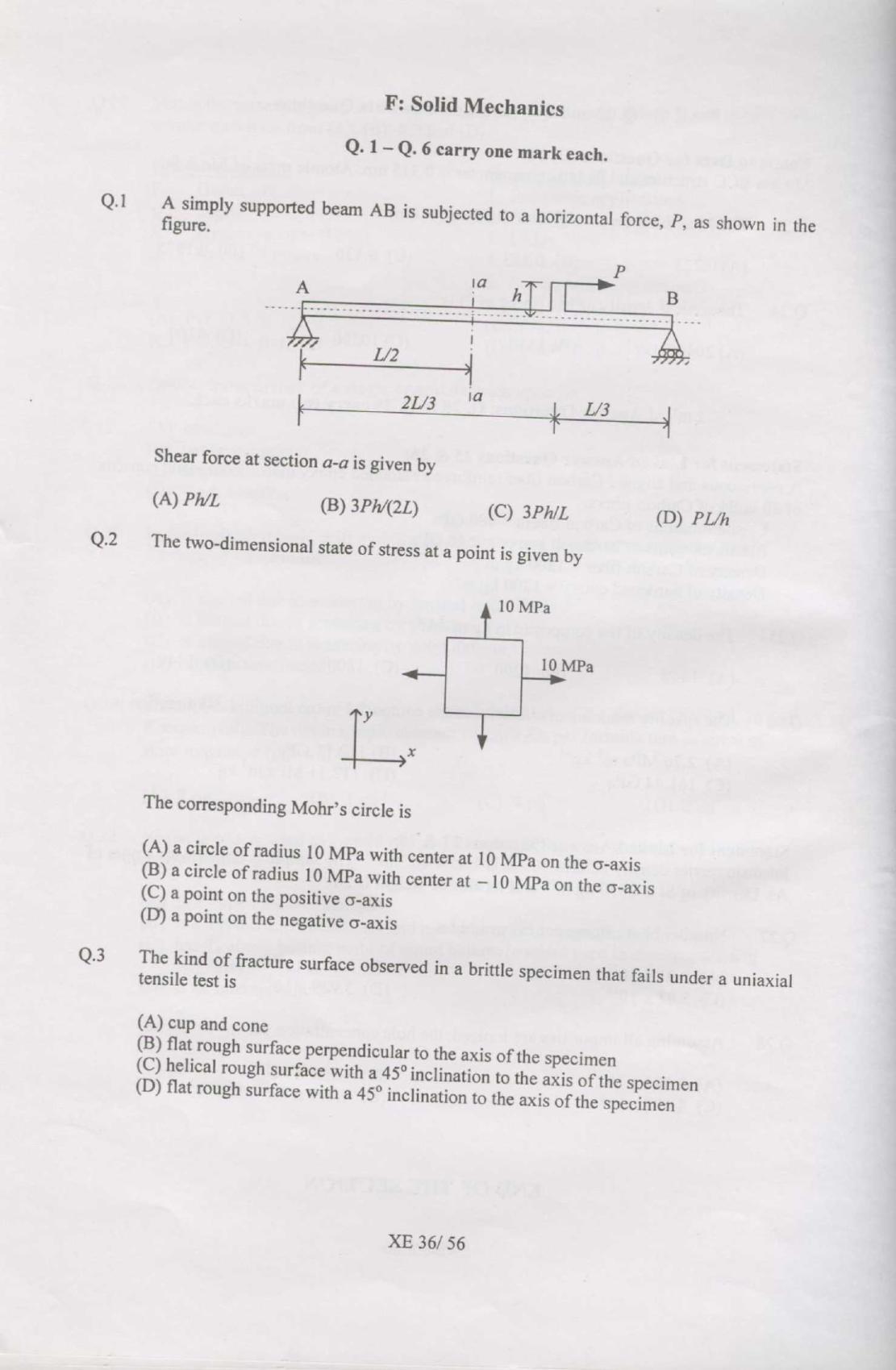 GATE 2007 Engineering Sciences (XE) Question Paper with Answer Key - Page 36